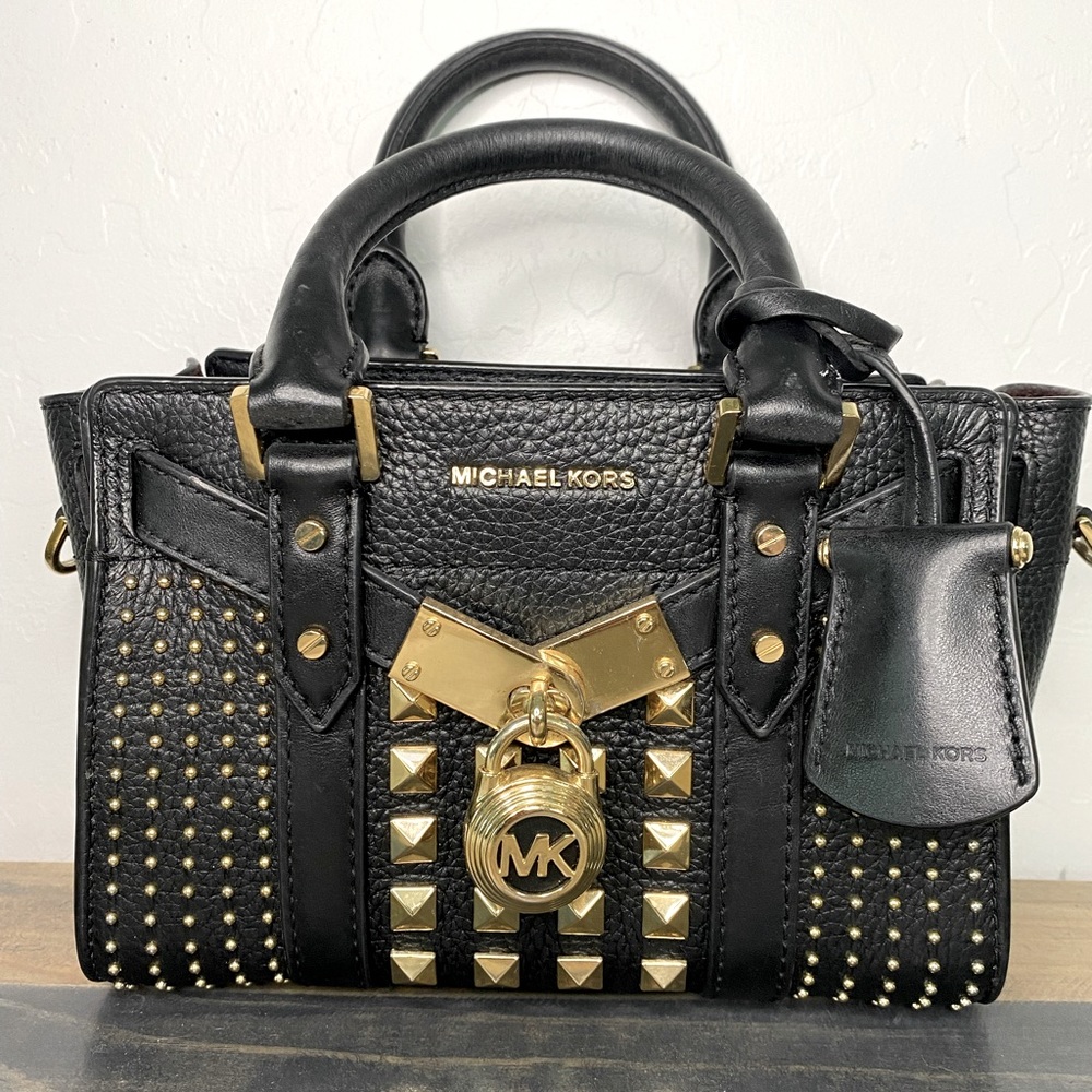 Black with Gold studs Michael Kors purse - small/medium size